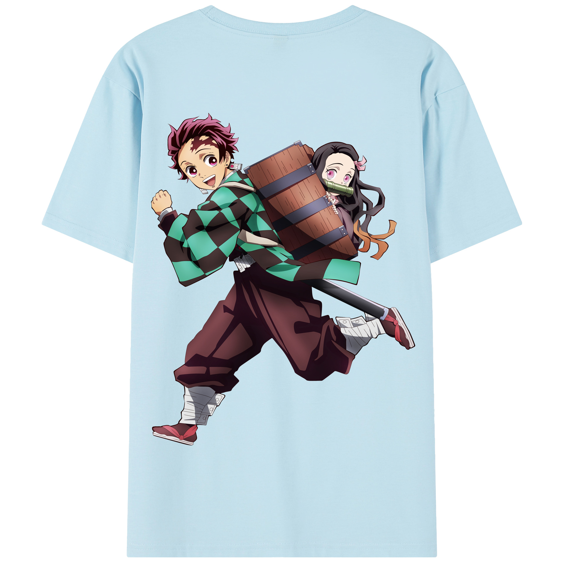（画像用） 鬼滅の刃 竈門 炭治郎／かまど たんじろう Kamado Tanjirou 綿100％半袖Tシャツ（背面プリント）